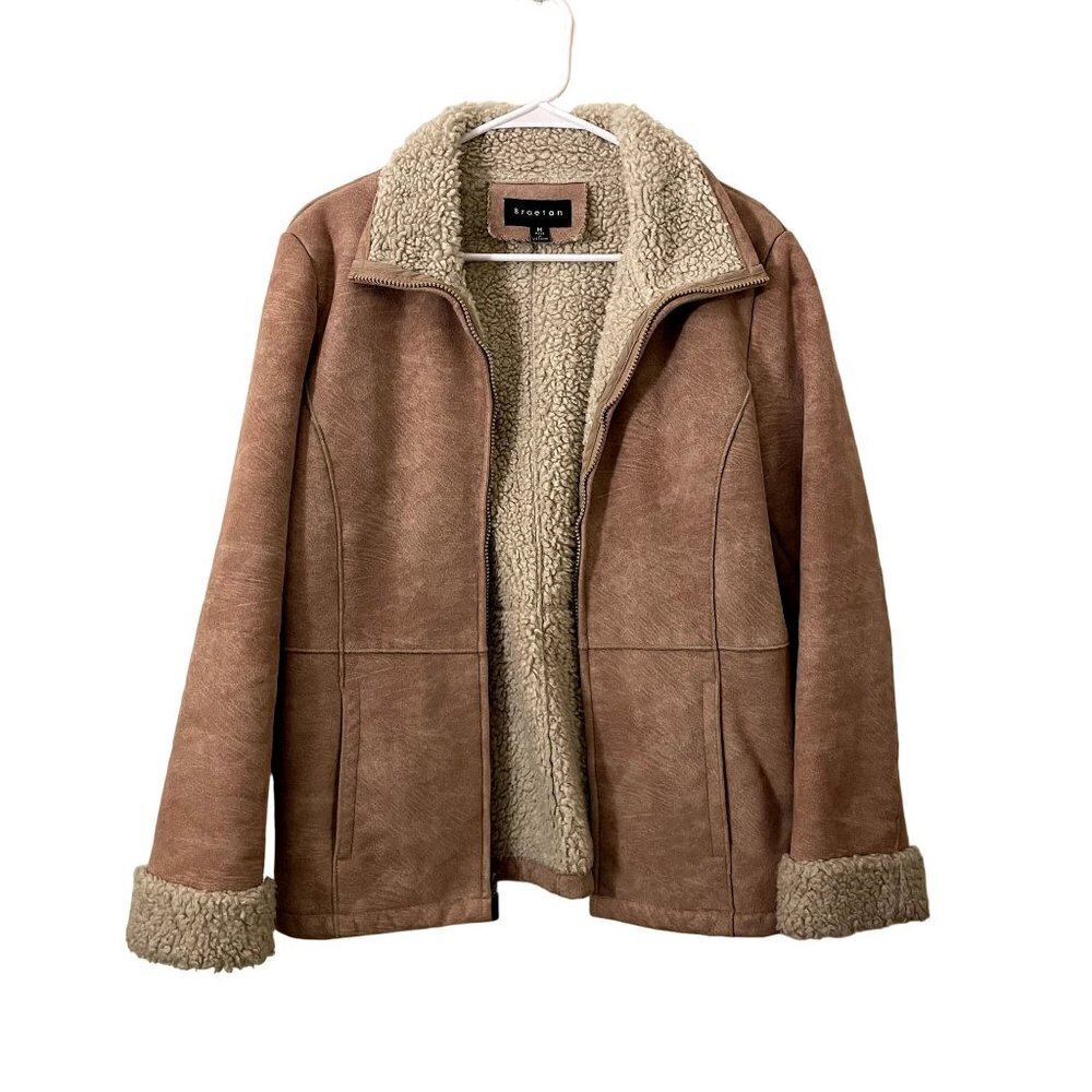Braetan imitation leather soft comfortable jacket winter full zip fleece lined